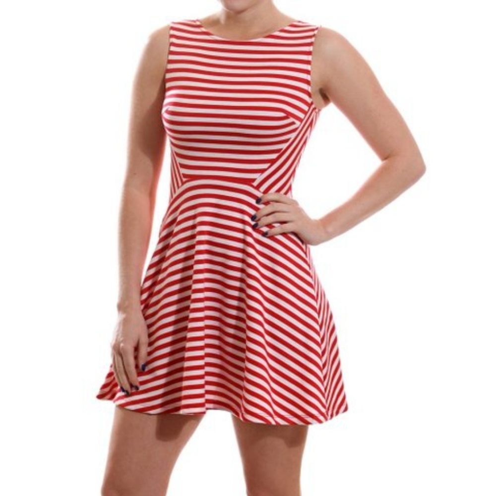 Katia Striped Sleeveless Skater Jersey Dress